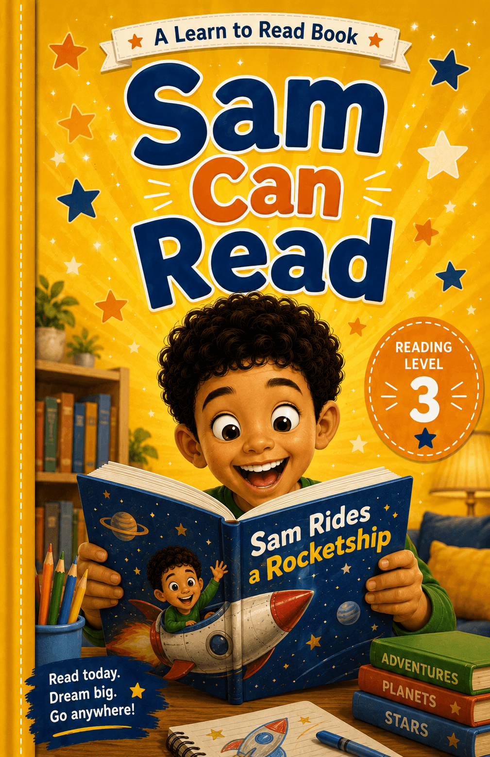 Sample personalized book: Sam Can Read (Reading Level 3)